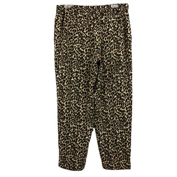 J. Crew Pants Leopard Print Pull-on Tapered Leg Side Pocket Elastic Waist Sz 12 - Picture 2 of 6
